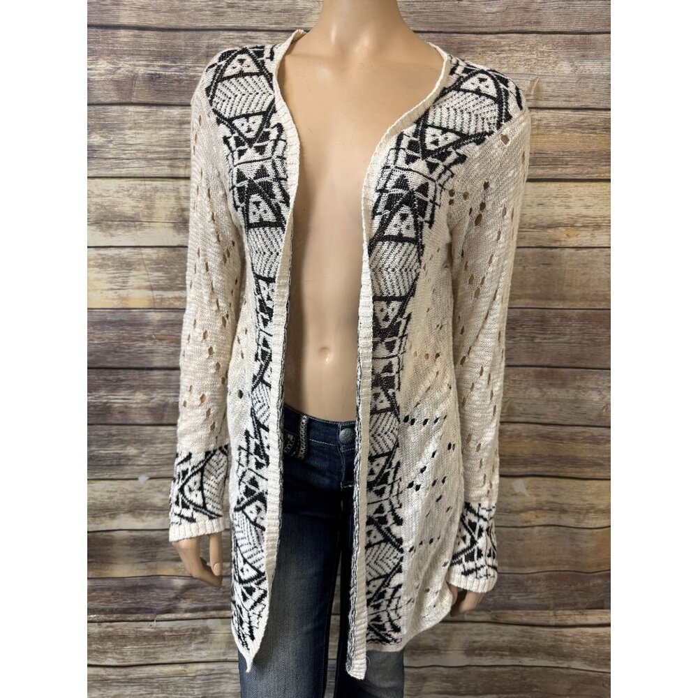 Daytrip Cardigan Sweater S Small Cricket Open Front White Geometric BUCKLE